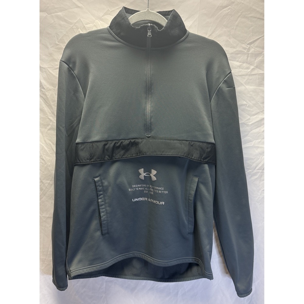 Under Armour Mens Medium 1/4 Zip Pullover Gray  Kangaroo Pocket Coldgear